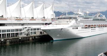 Docked cruise ship