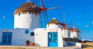 Windmills in Mykonos Greece 