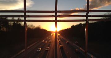 Sunset through window